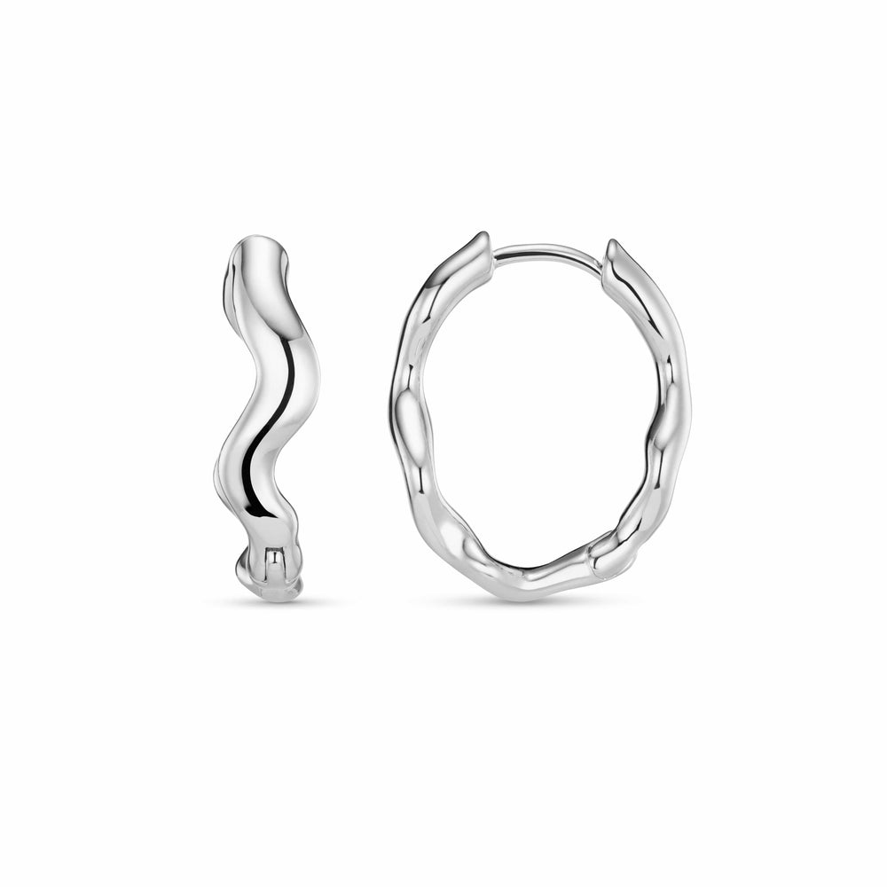orelia Organic Wave Oval Hoop Earrings - Silver