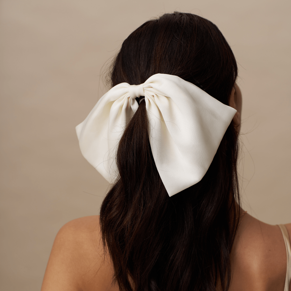 Orelia Oversized Bow Barrette - Cream