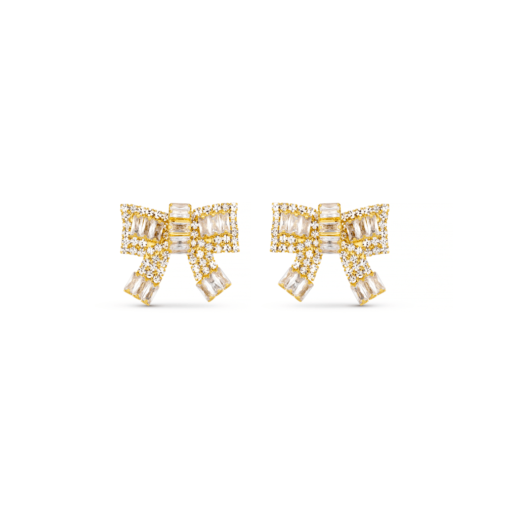 orelia Pave Baguette Embellished Bow Earrings