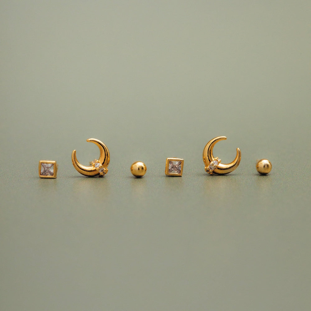 Orelia Pave Crescent Stud 6 Pack Ear Party