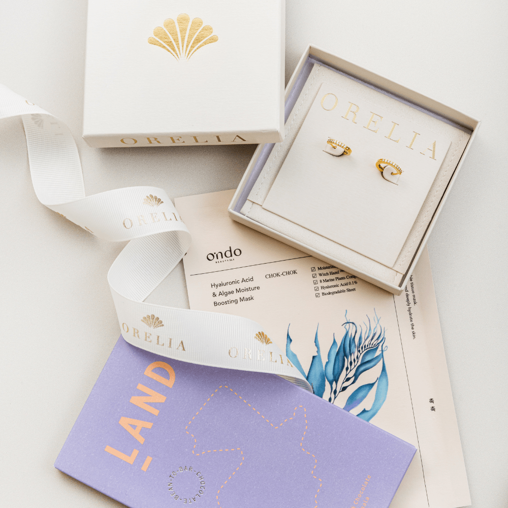 orelia Pave Hoop Chocolate & Face Mask Gift Set