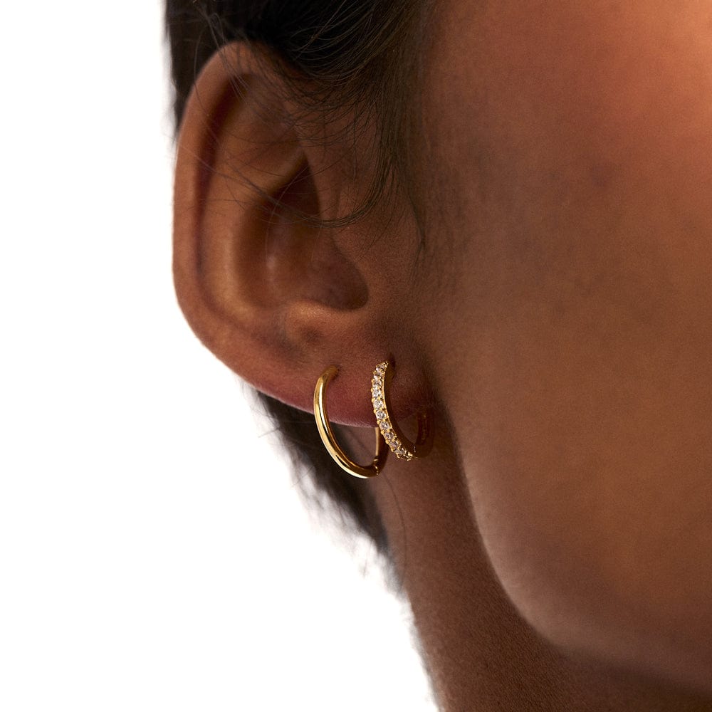 Orelia Pavé Huggie Hoop Earrings - Gold