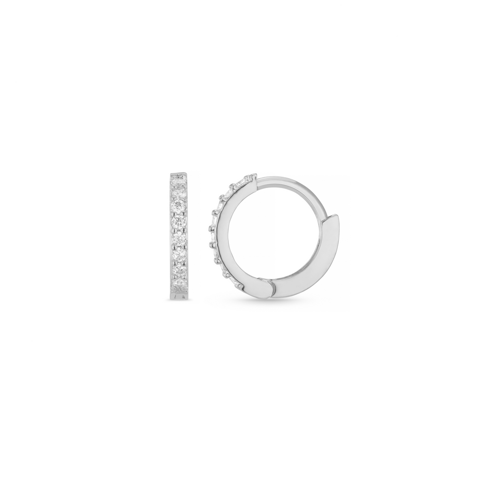 orelia Pavé Huggie Hoop Earrings - Silver
