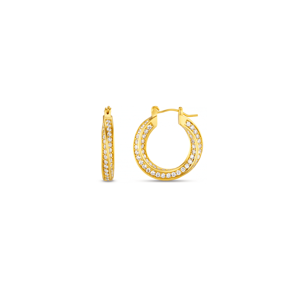 orelia Pave Intertwined Mid Size Hoop Earrings