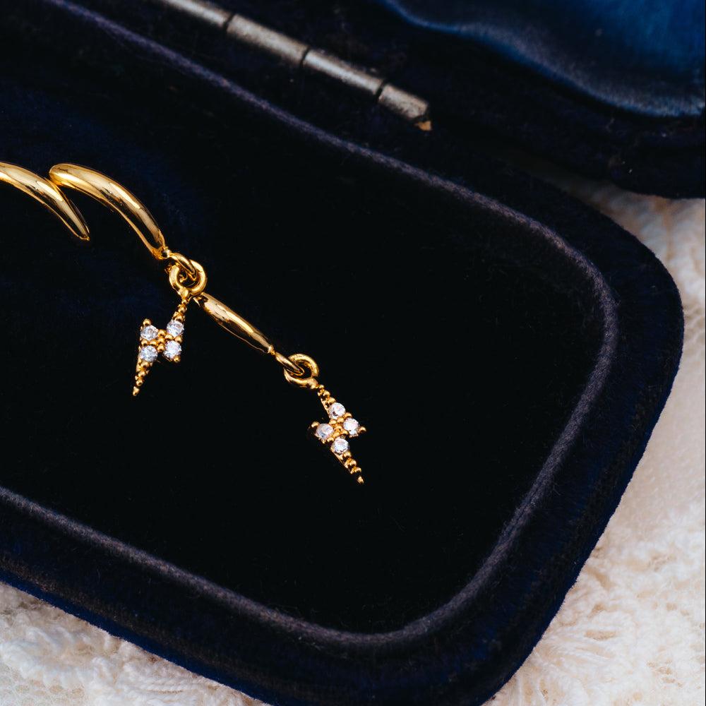 Orelia Pavé Lightning Mini Micro Hoop Earrings
