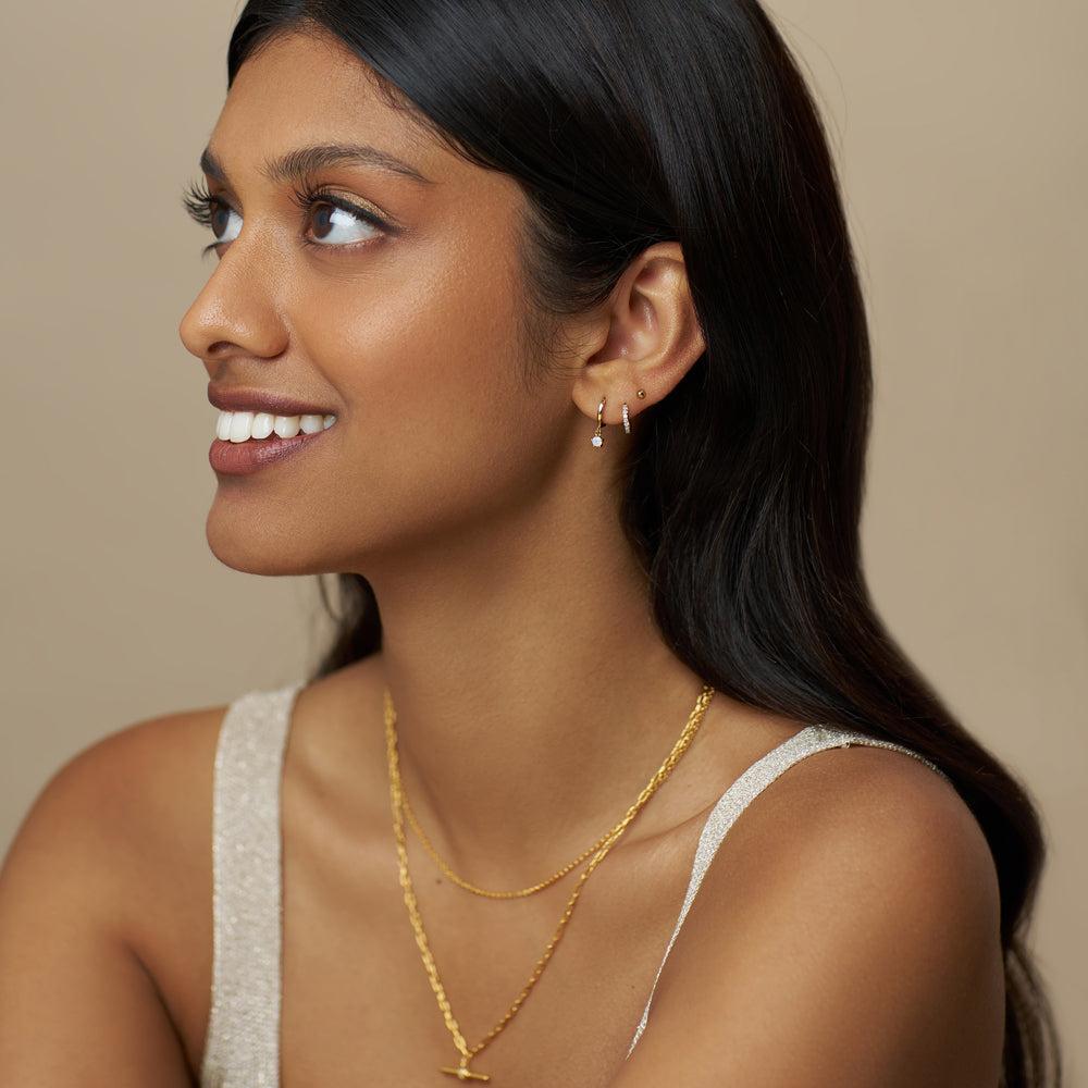 Orelia Pavé Micro & Opal Drop Ear Stacking Set