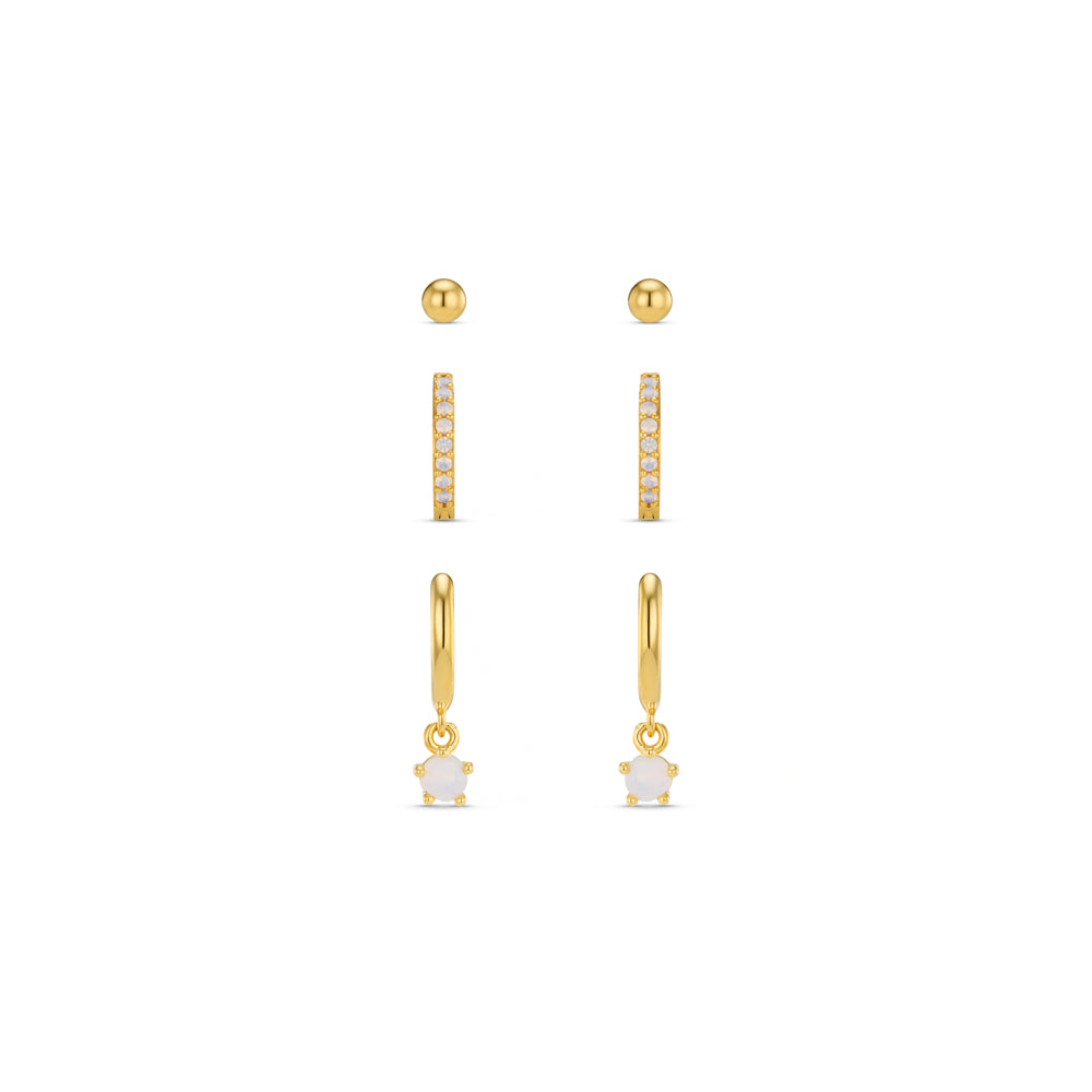 orelia Pavé Micro & Opal Drop Ear Stacking Set