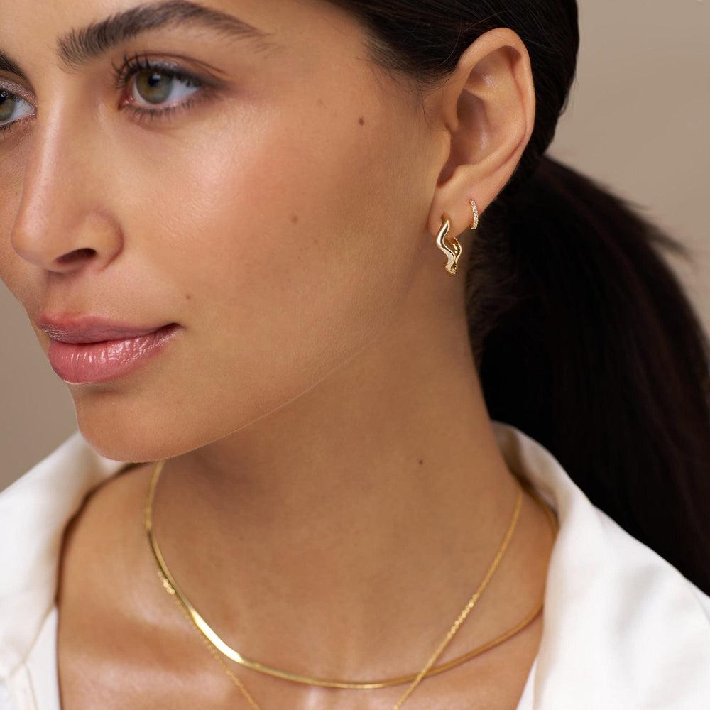 Orelia Pavé Mini Micro Hoop Earrings - Gold