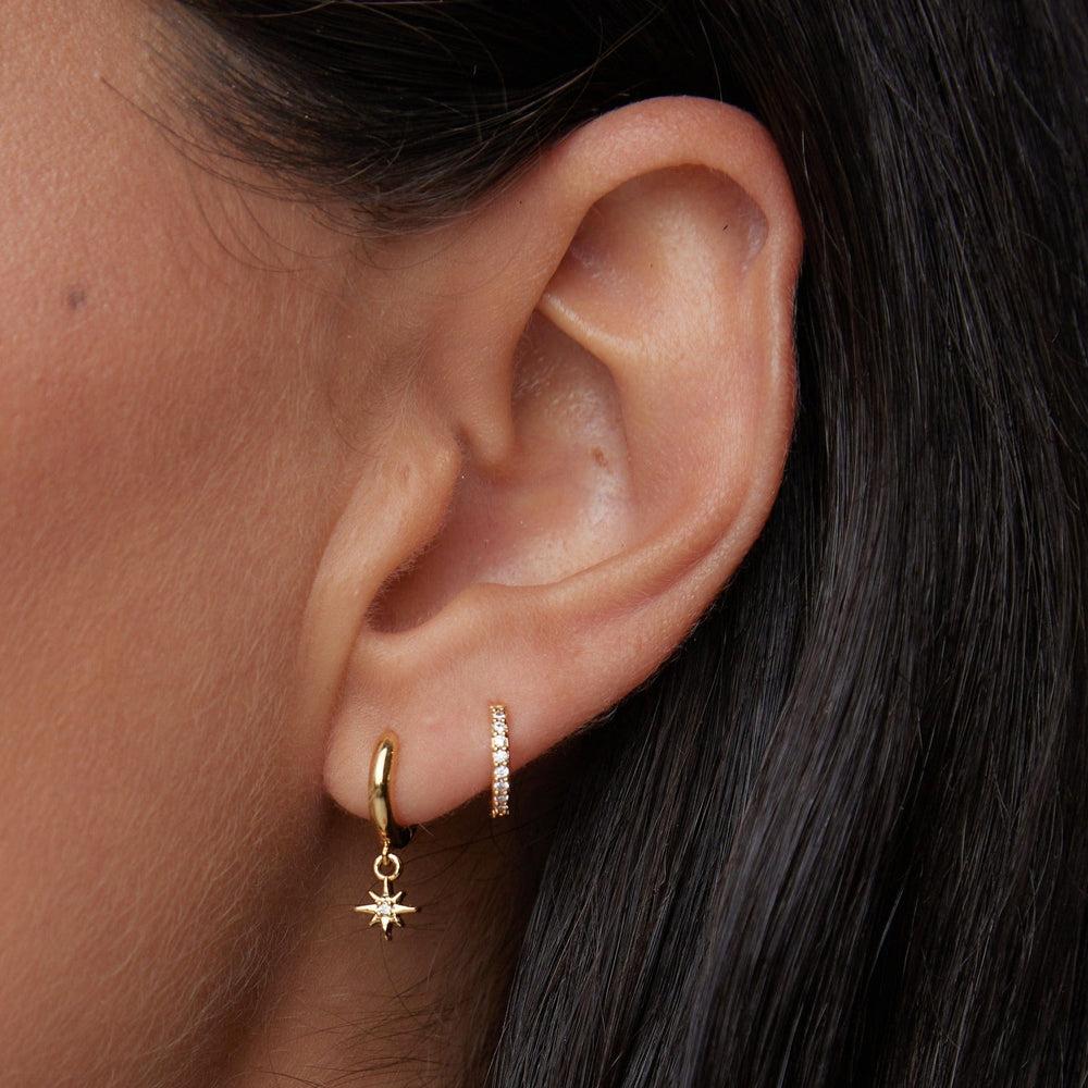 Orelia Pavé Mini Micro Hoop Earrings - Gold