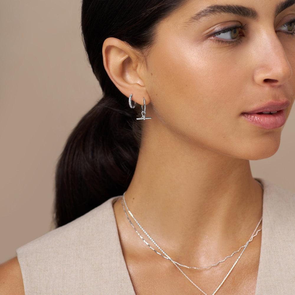 Orelia Pavé Mini Micro Hoop Earrings - Silver