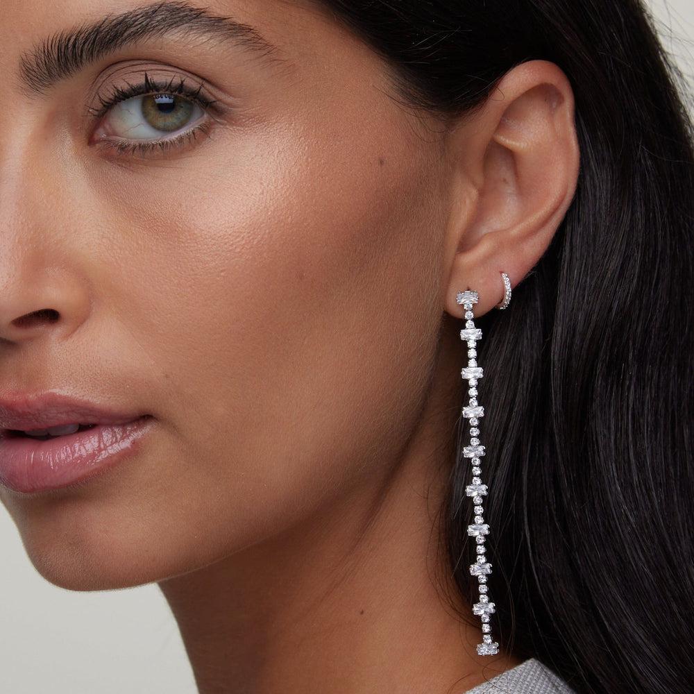 Orelia Pavé Mini Micro Hoop Earrings - Silver