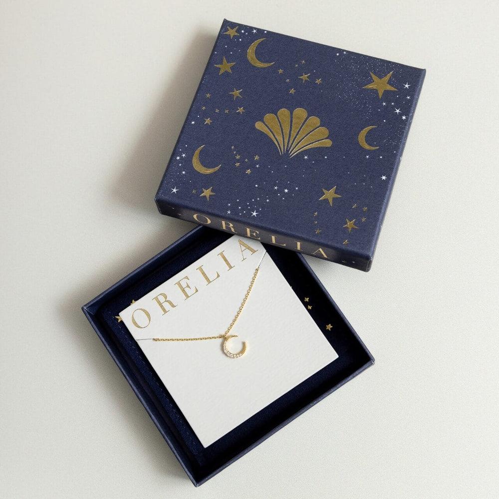 Orelia Pavé Moon Charm Necklace With Gift Box