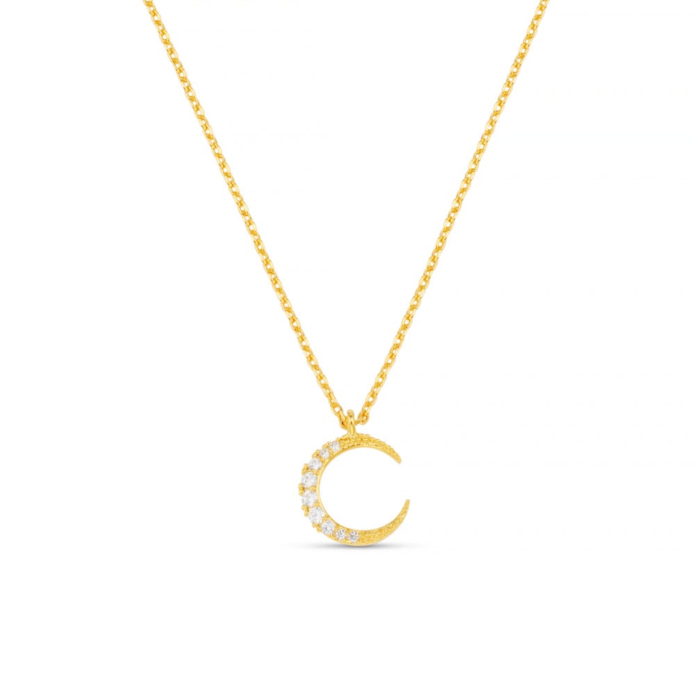 orelia Pavé Moon Charm Necklace With Gift Box
