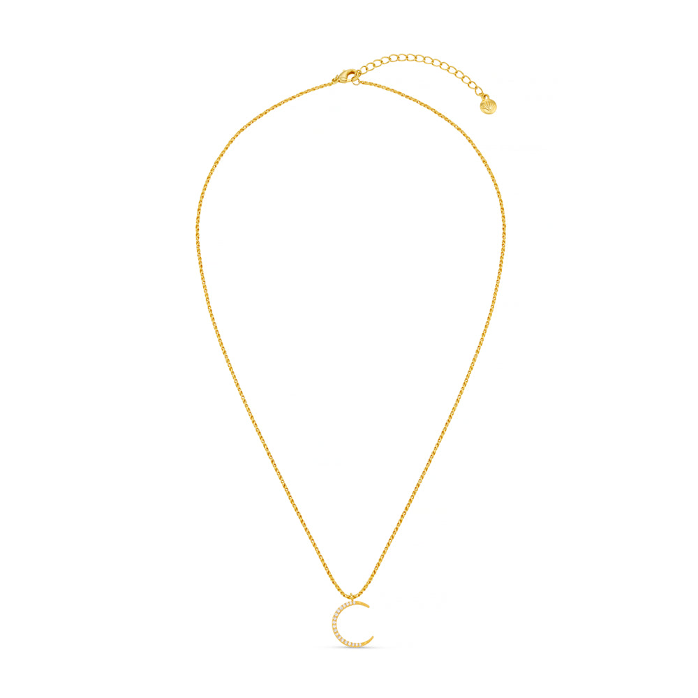 Orelia Pavé Moon & Rope Chain Necklace