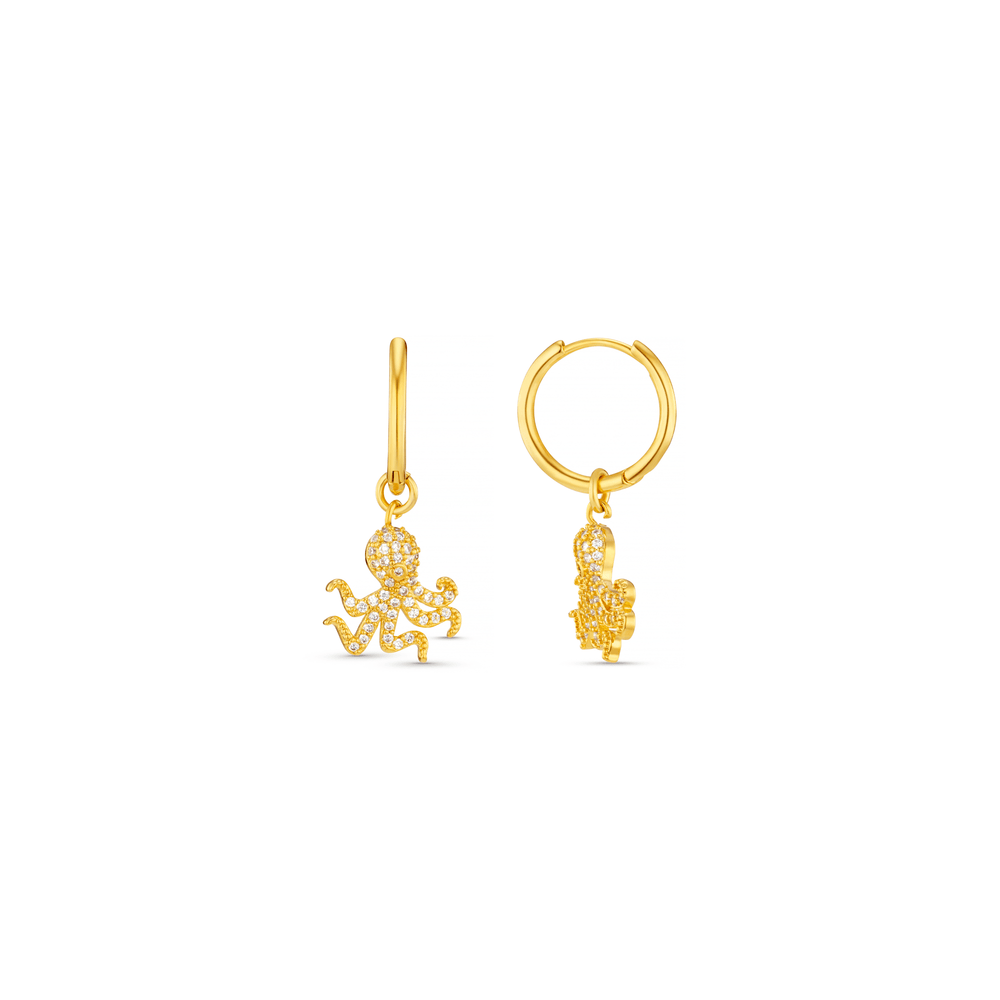orelia Pavé Octopus Charm Hoop Earrings