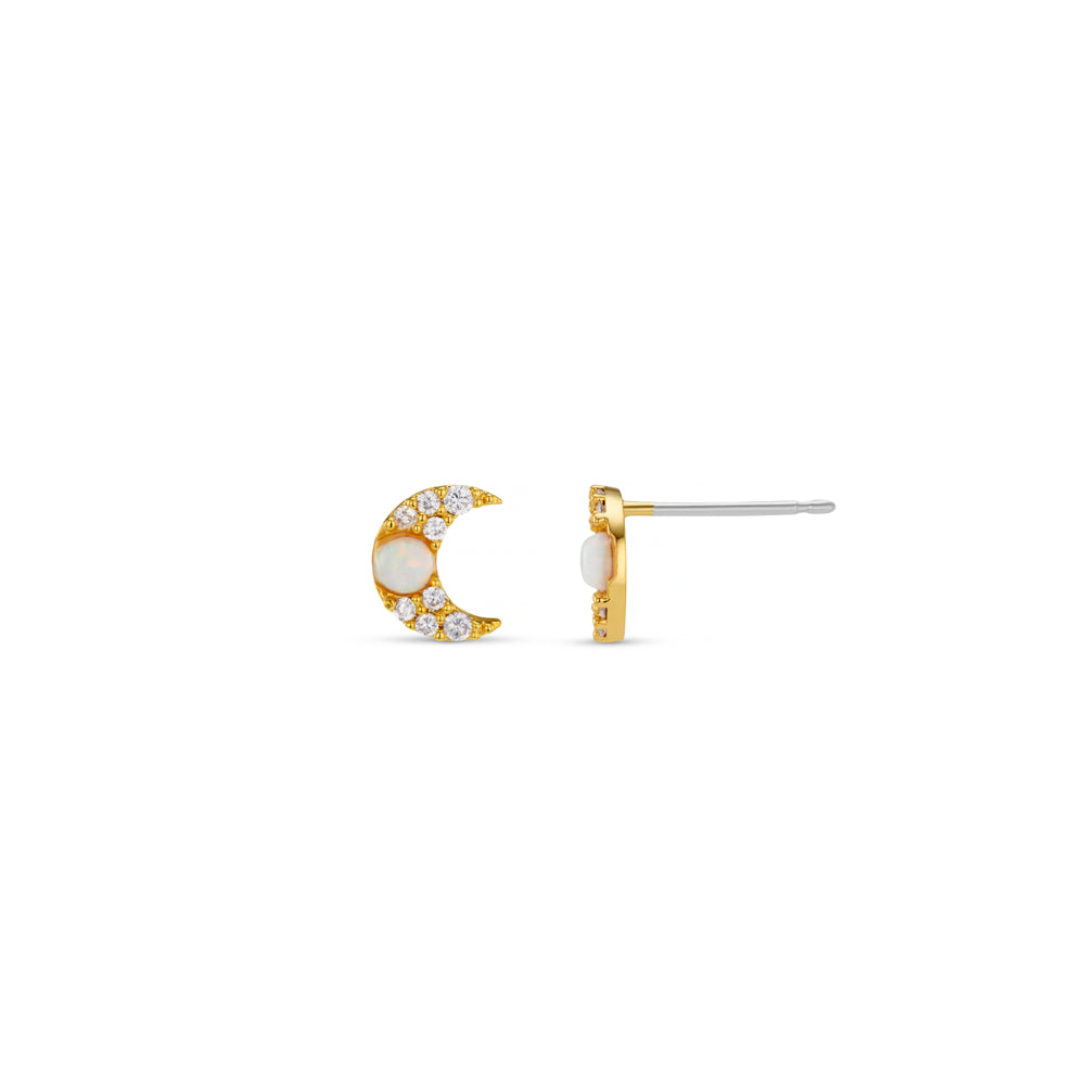 orelia Pavé & Opal Moon Stud Earrings