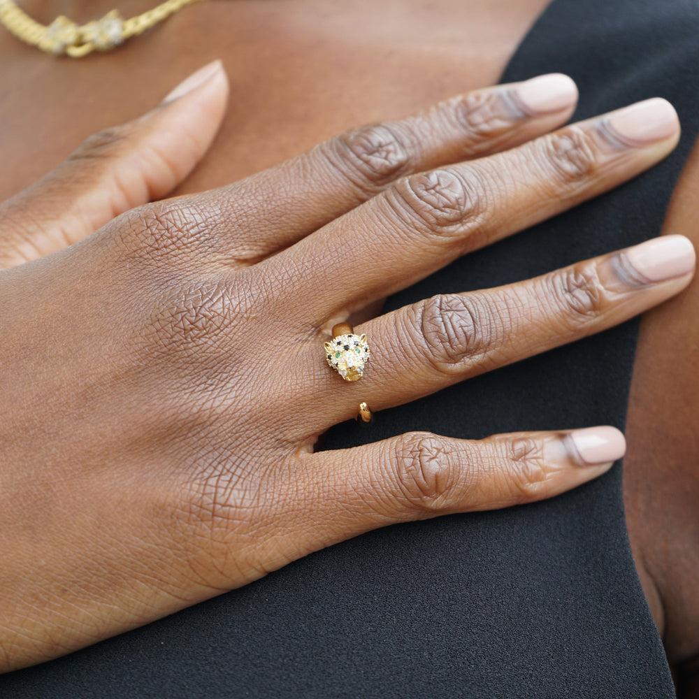 Orelia Pave Panther Ring