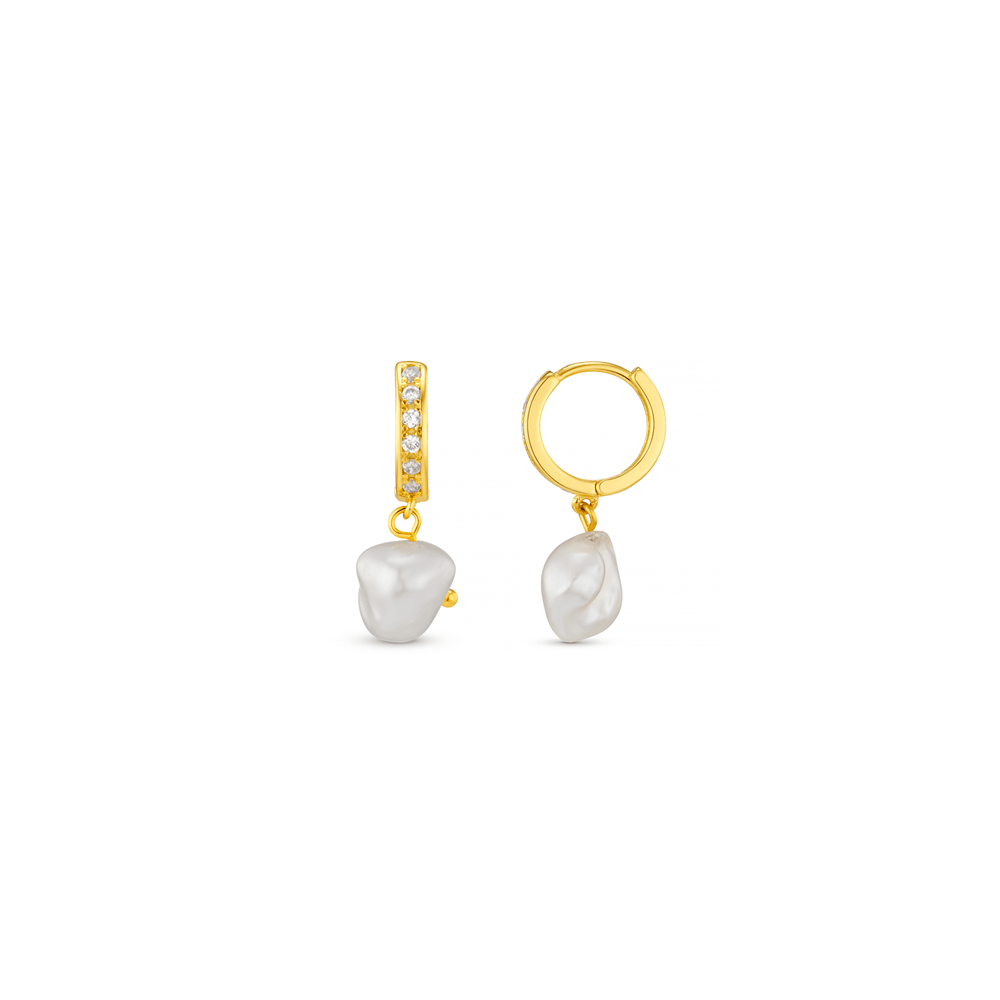 orelia Pave & Pearl Drop Huggie Hoop Earrings