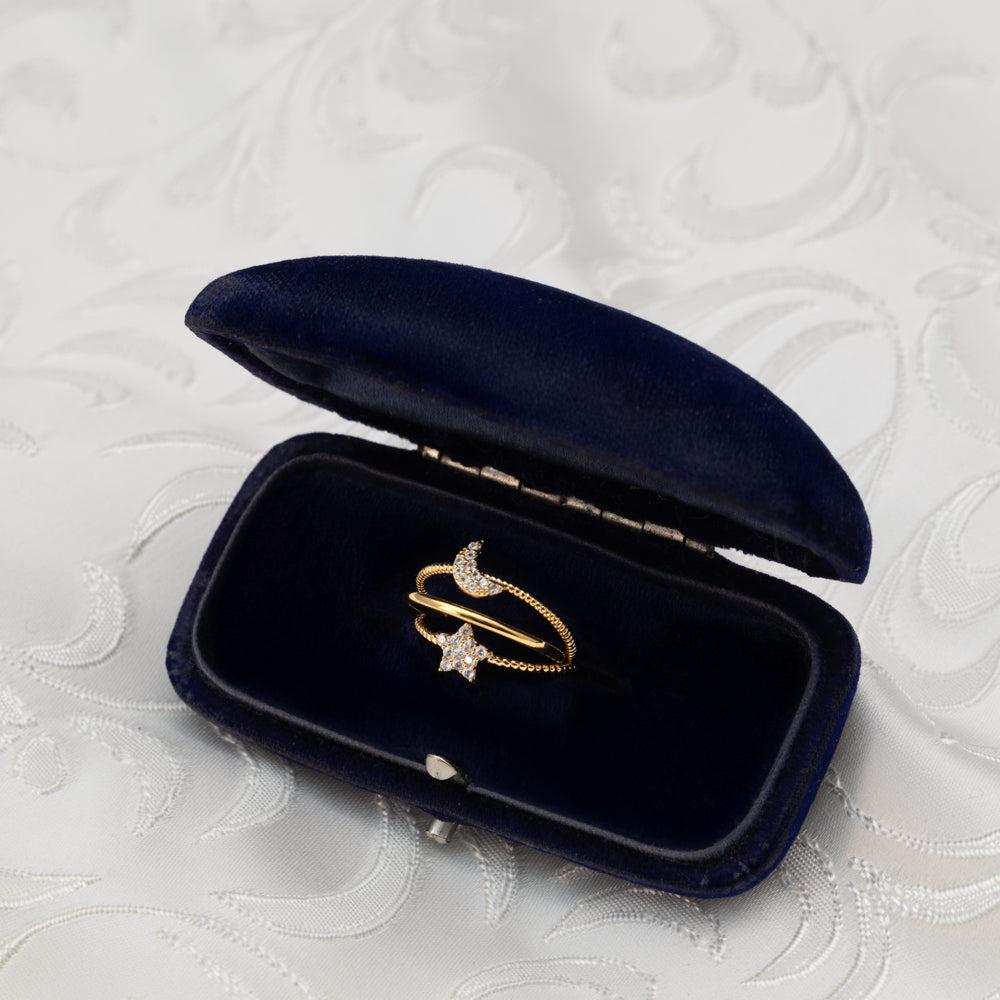 Orelia Pavé Star & Moon Stacking Ring Set