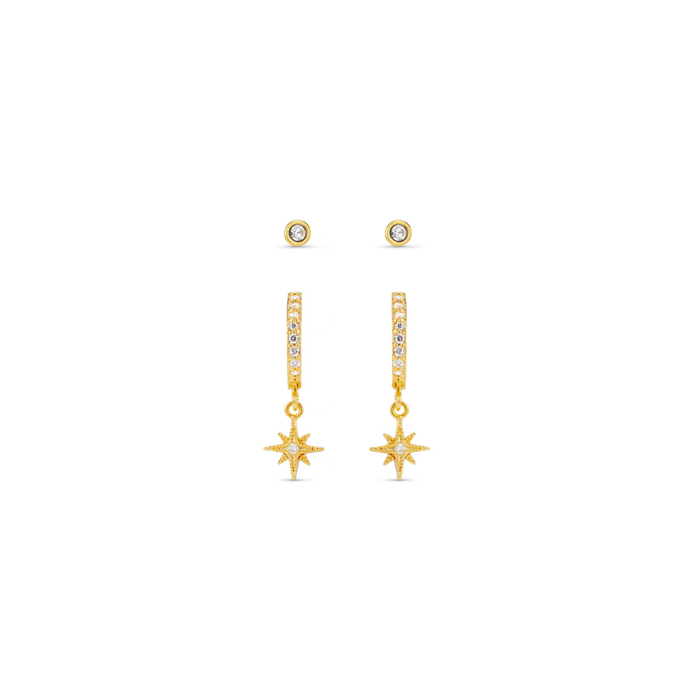 orelia Pavé Starburst Hoop & Stud Pack