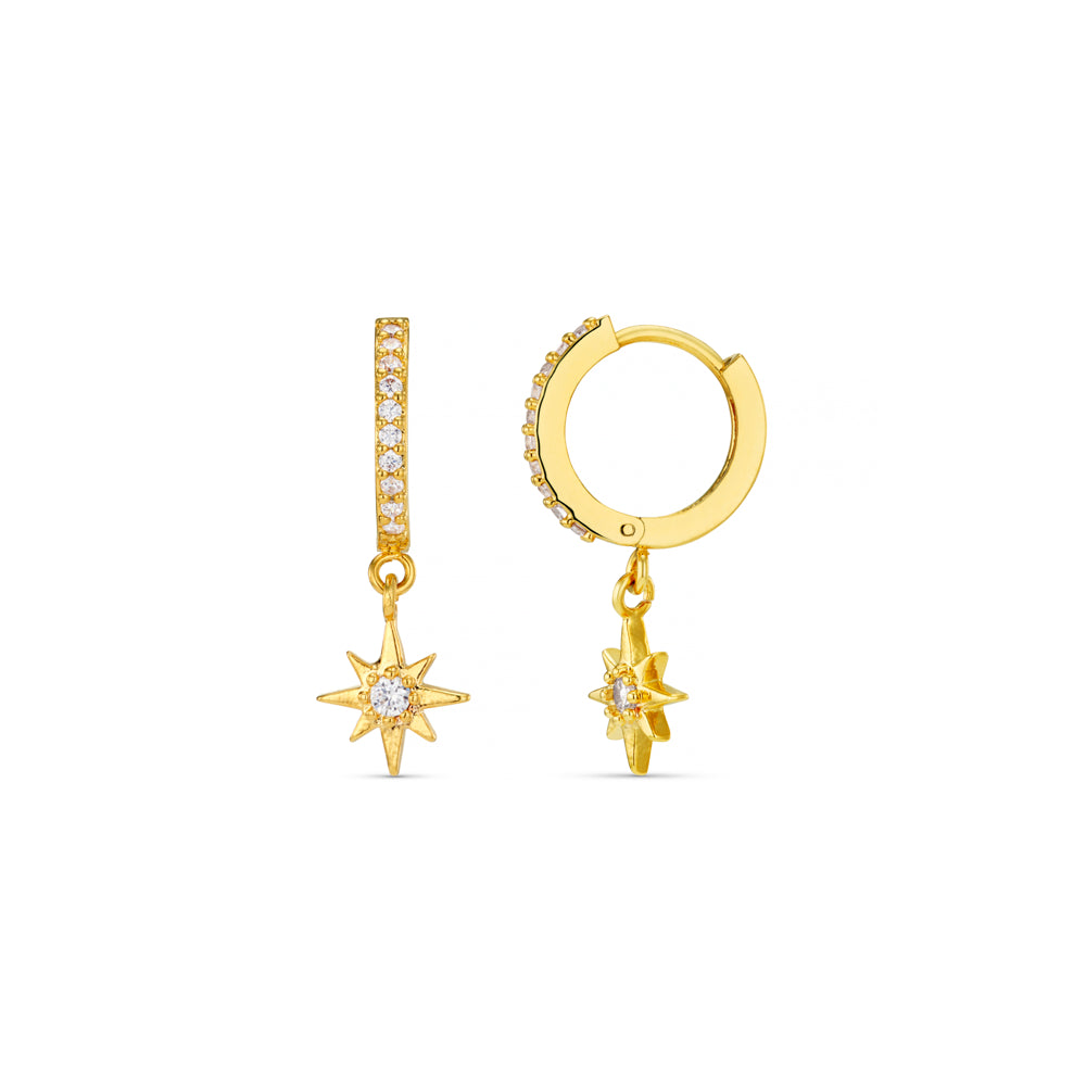 orelia Pavé Starburst Huggie Hoop Earrings