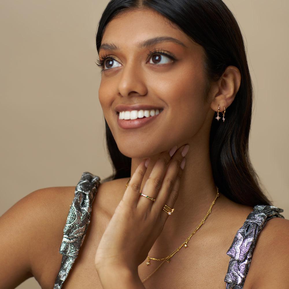 Orelia Pavé Starburst Mini Micro Hoop Earrings