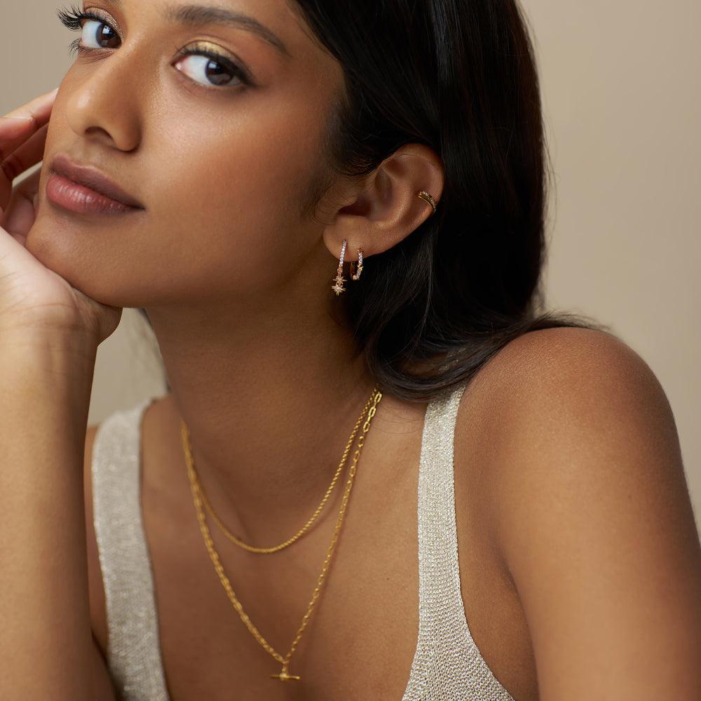 Orelia Pavé Starburst Shaker Hoop Earrings