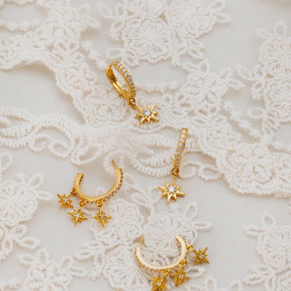 Orelia Pavé Starburst Shaker Hoop Earrings