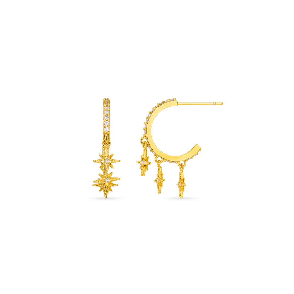 orelia Pavé Starburst Shaker Hoop Earrings