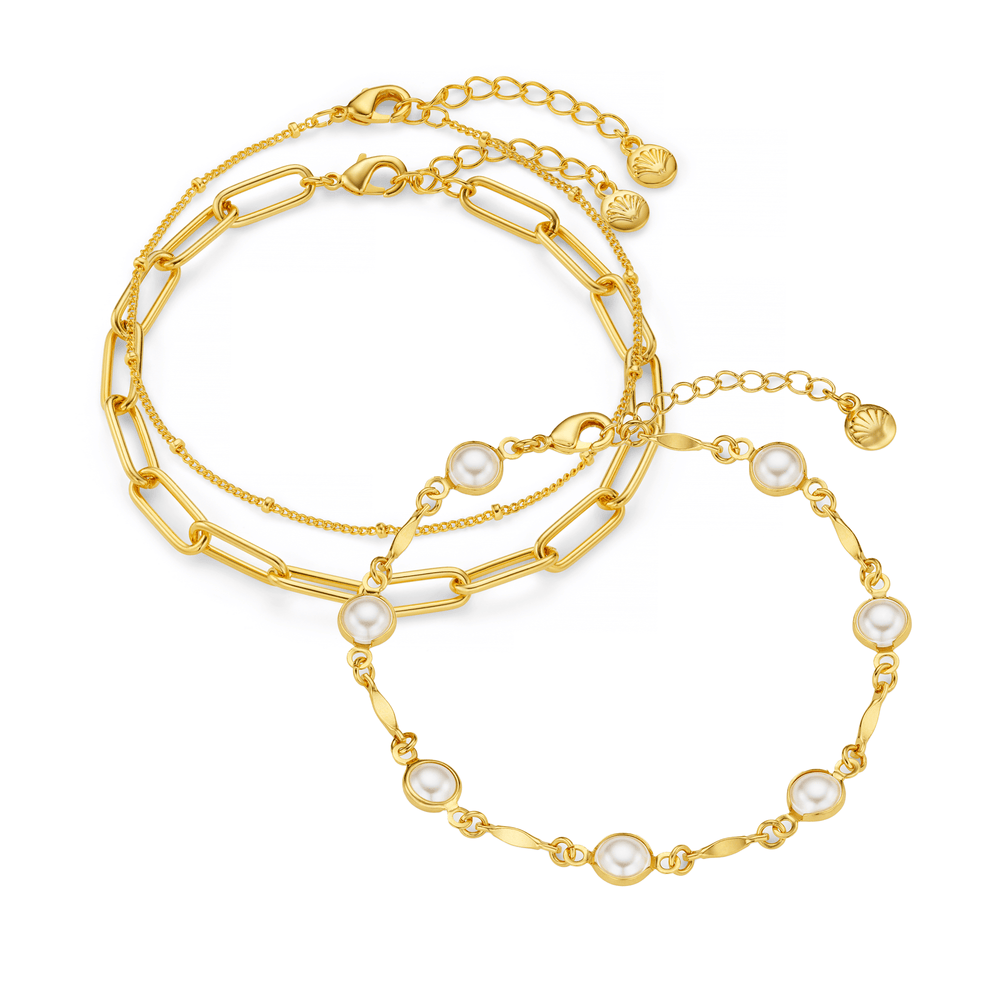 orelia Pearl & Chain Wrist Stacking Set