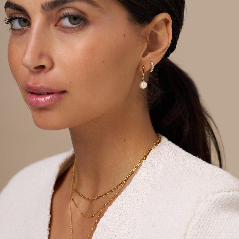 Orelia Pearl Drop Huggie Hoop Earrings - Gold