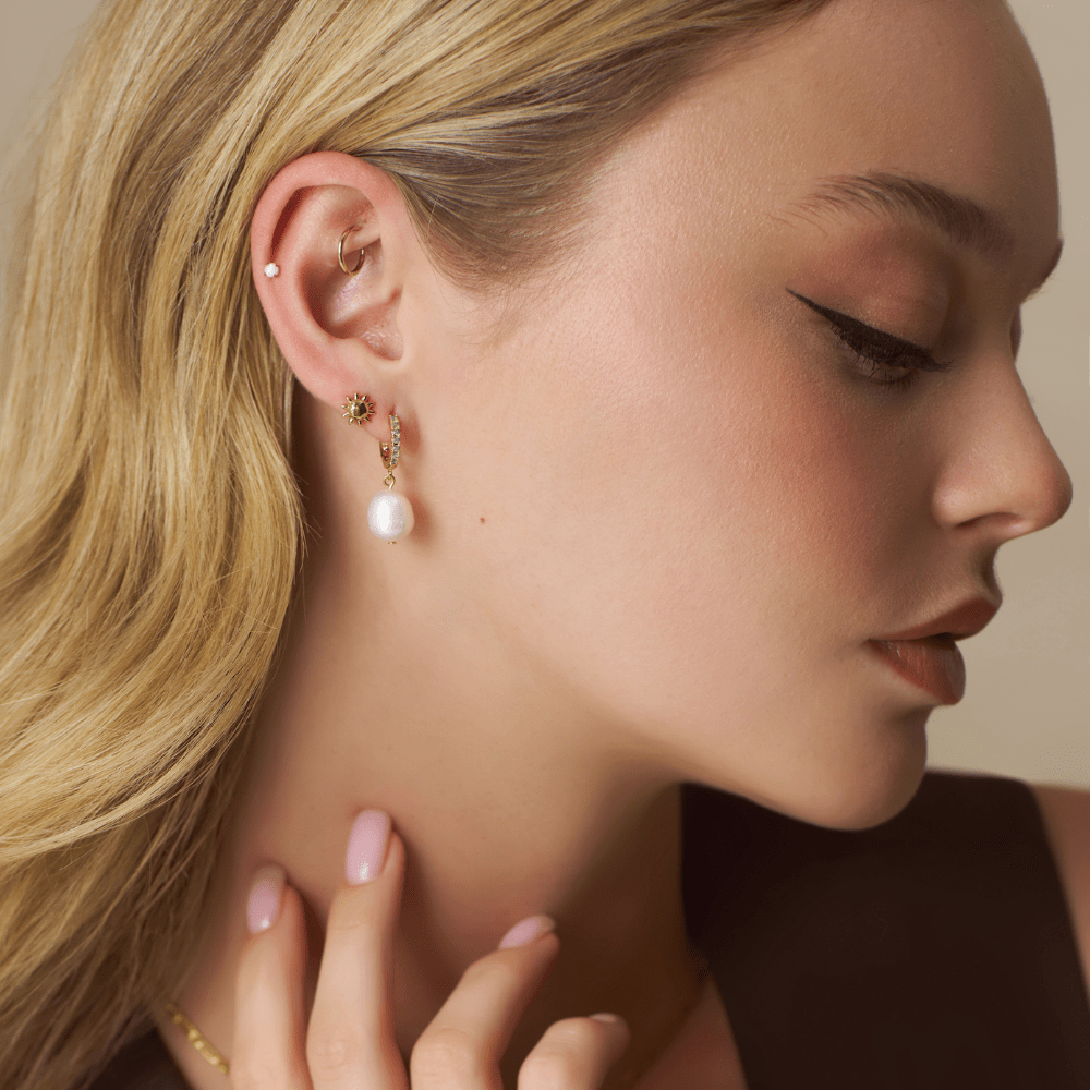 Orelia Pearl Drop & Pacific Opal Hoop Earrings