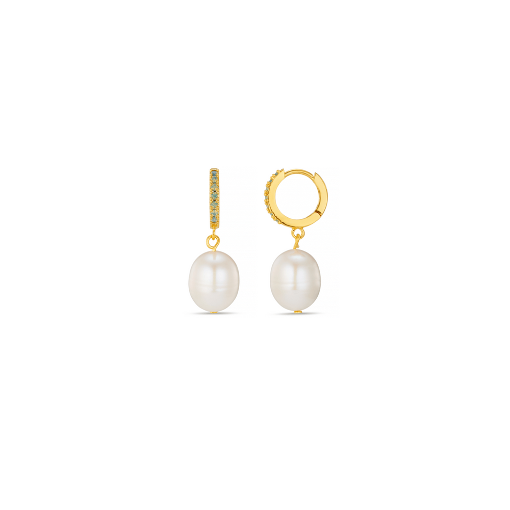 orelia Pearl Drop & Pacific Opal Hoop Earrings