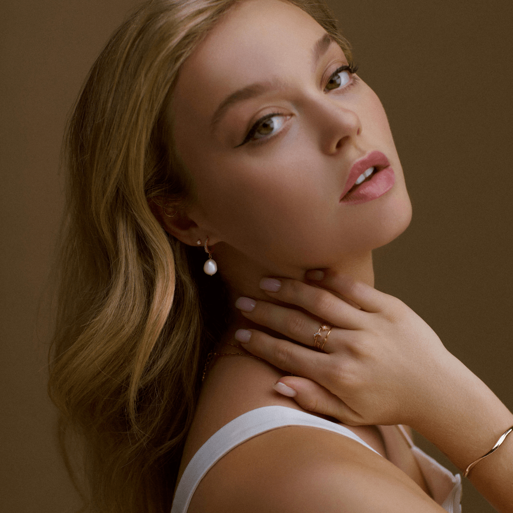 Orelia Pearl Drop & Rose Water Opal Hoop Earrings