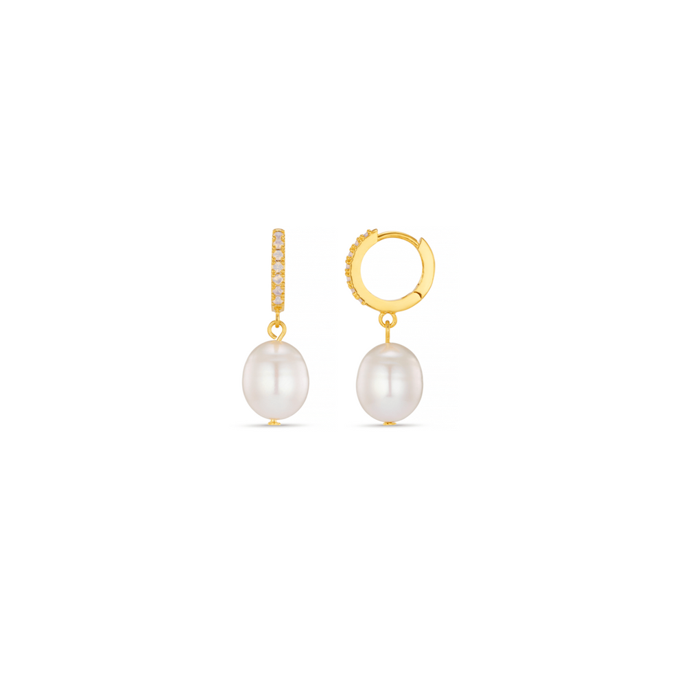 orelia Pearl Drop & Rose Water Opal Hoop Earrings