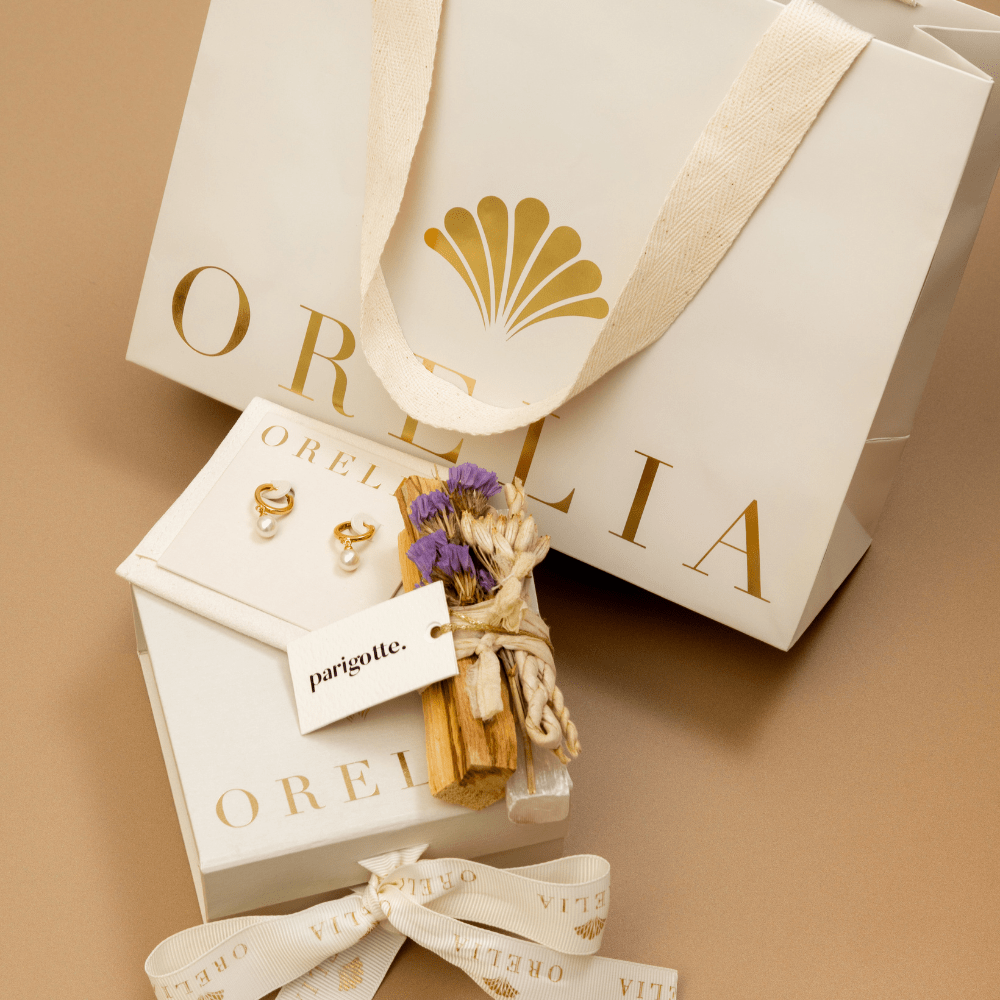 Orelia Pearl Hoop & Palo Santo Luxury Gift Box