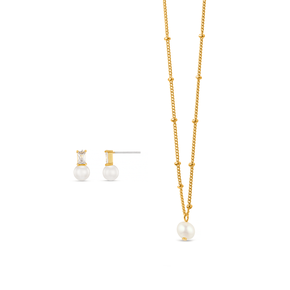 orelia Pearl Necklace & Stud Style Set