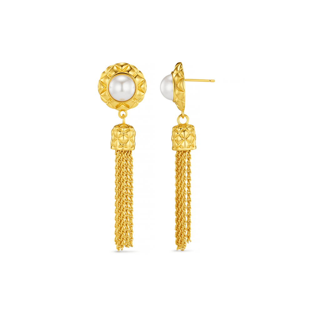 orelia Pearl & Quilt Tassel Earrings