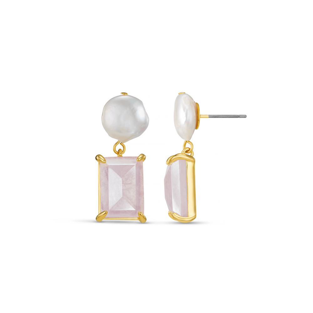 orelia Pearl & Rose Quartz Drop Earrings