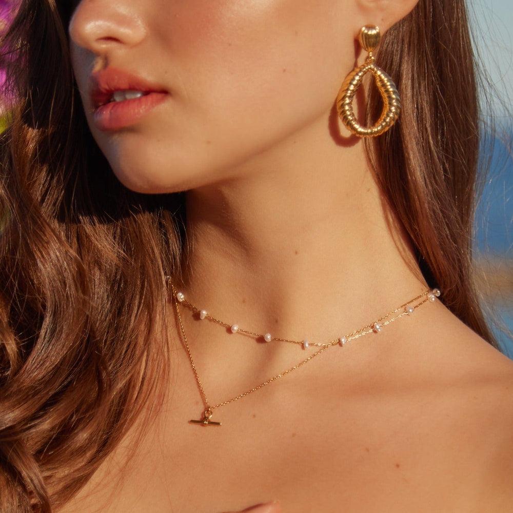 Orelia Pearl Stationed Chain Necklace