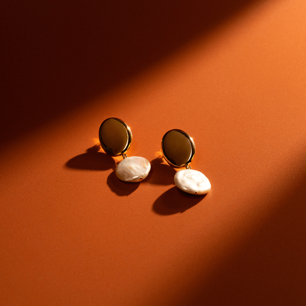 Orelia Polished Coin & Pearl Drop Earrings