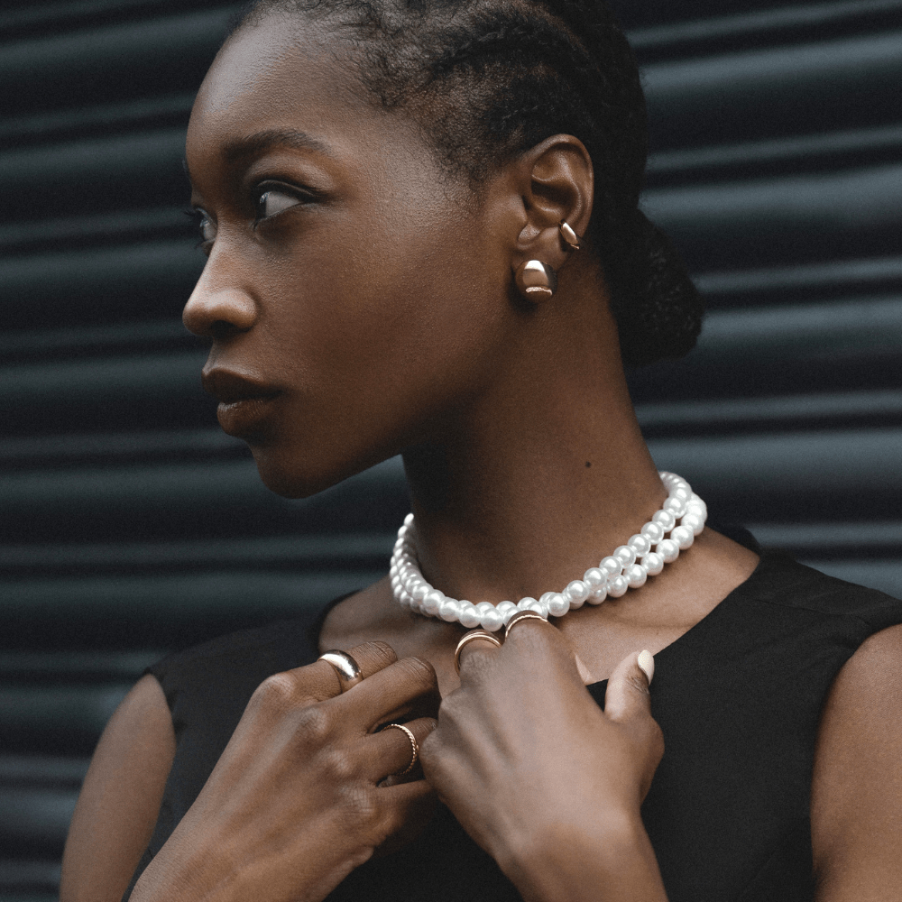 Orelia Polished Domed Oval Stud Earrings