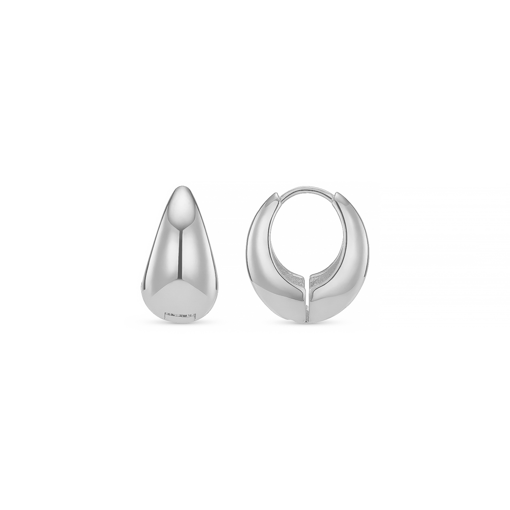 orelia Polished Domed Taper Hoop Earrings Silver