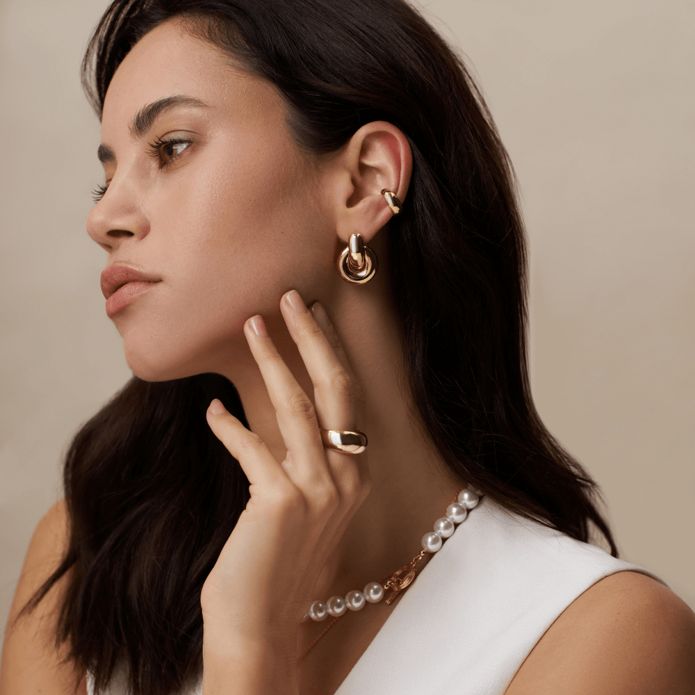 Orelia Polished Door Knocker Earrings