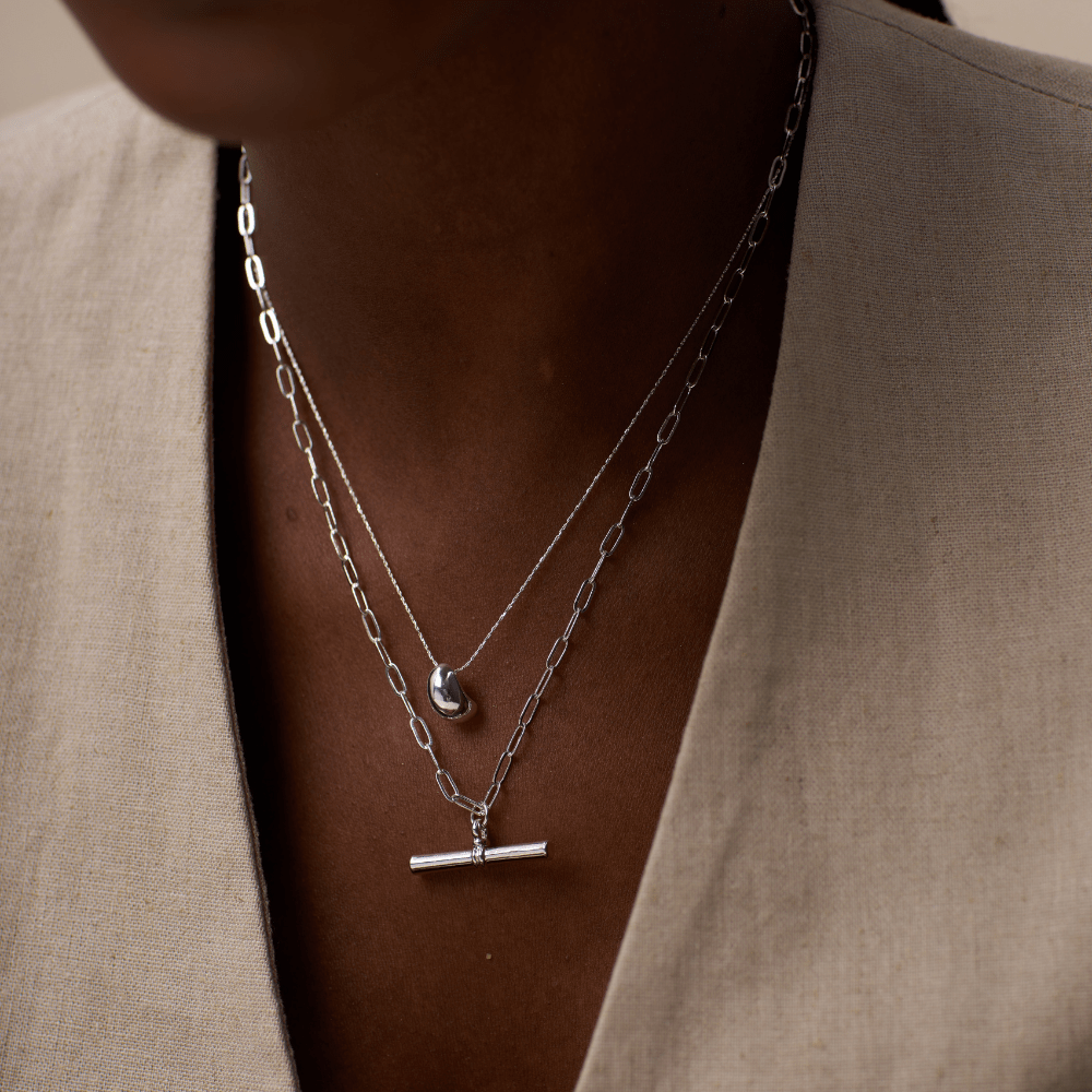 Orelia Polished Drop Chain Necklace - Silver