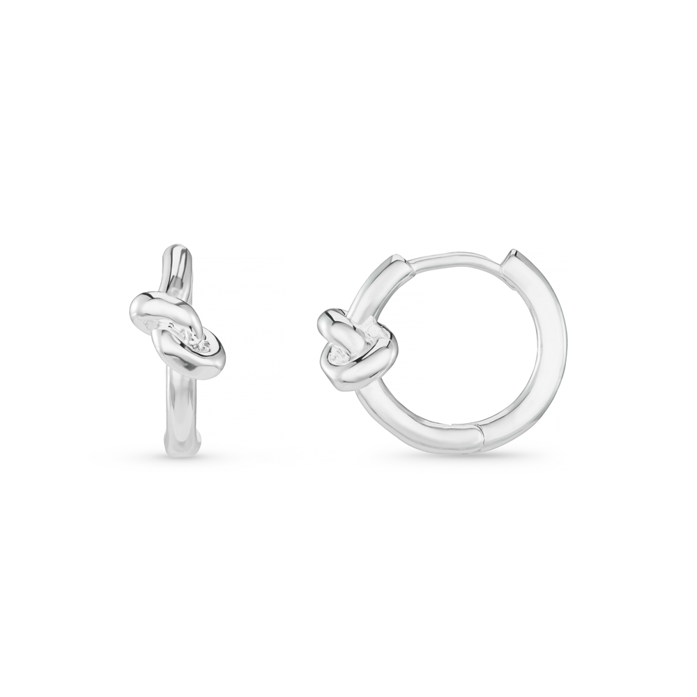 orelia Polished Knot Huggie Hoop Earrings - Silver