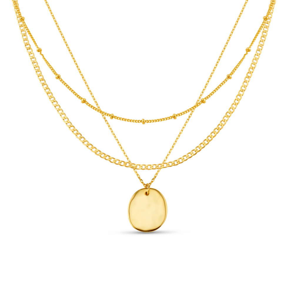 orelia Polished Molten Coin 3-Row Necklace