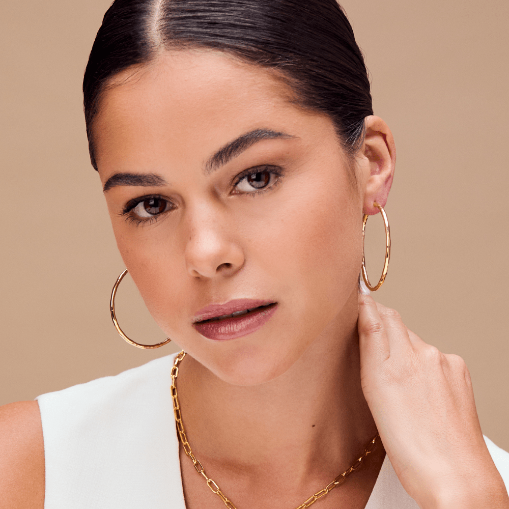 Orelia Polished Molten Large Hoop Earrings