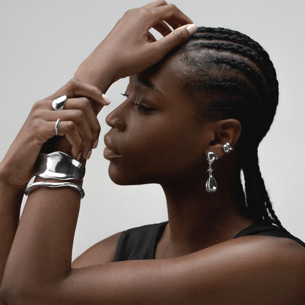 Orelia Polished Statement Mix Drop Earrings - Silver