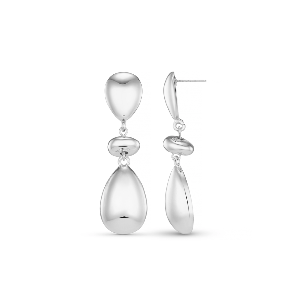 orelia Polished Statement Mix Drop Earrings - Silver